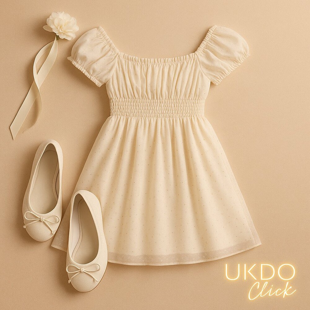 Elegant Ivory Ballet Flats Outfit Teen Girl Size 6 β Classic Soft Dress Ensemble - Picture 5 of 14